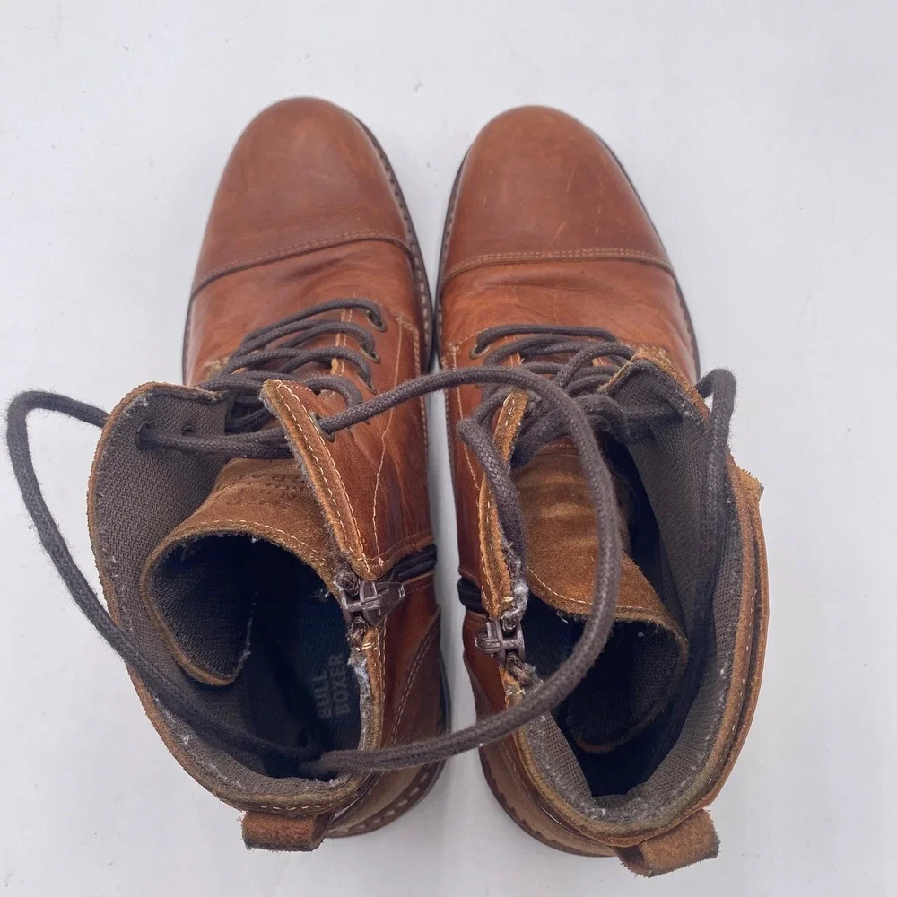 Original Style Kelden Boots Mens 8 Brown Leather‎ Hand Crafted Side Zip Cap Toe
